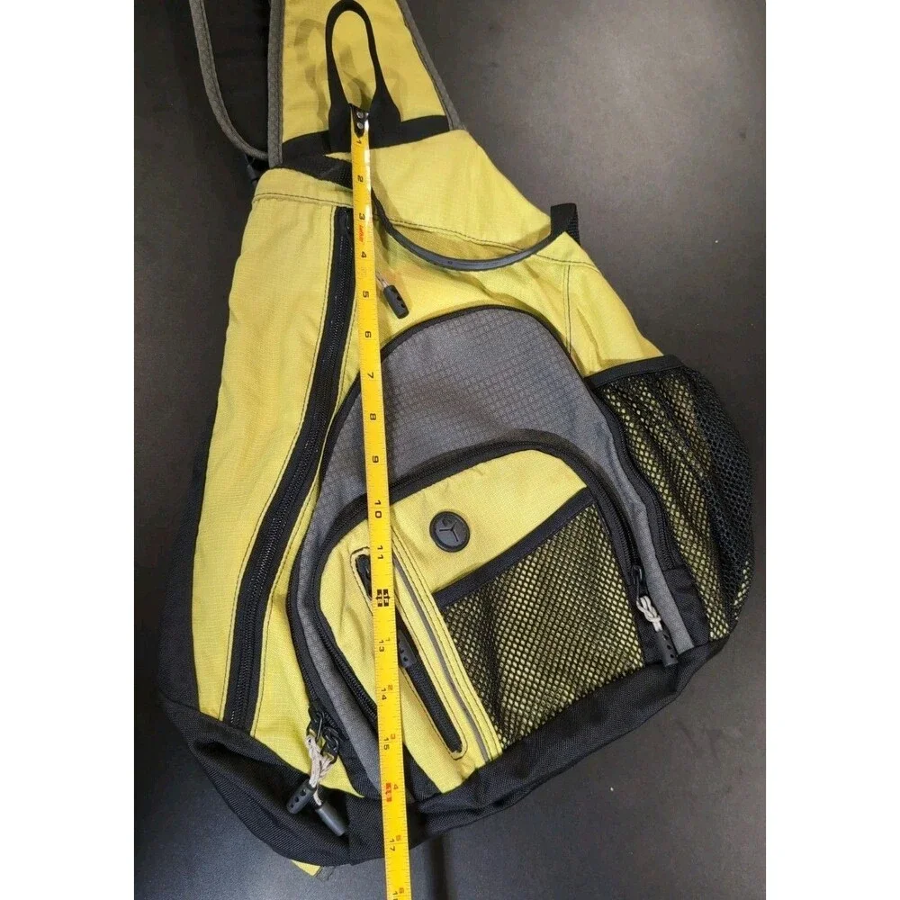 LL BEAN SLING BAG BACKPACK YELLOW/BLACK NYLON OVER THE SHOULDER BACK TO SCHOOL